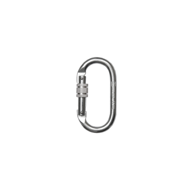 ACCESUS - MOSQUETON DE ACERO CON CIERRE ROSCA Y FORMA OVALADA